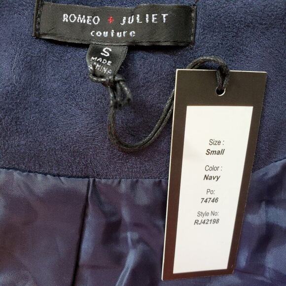 NWT Romeo & Juliet Couture Navy Faux Suede Jacket Size Small - Picture 4 of 7